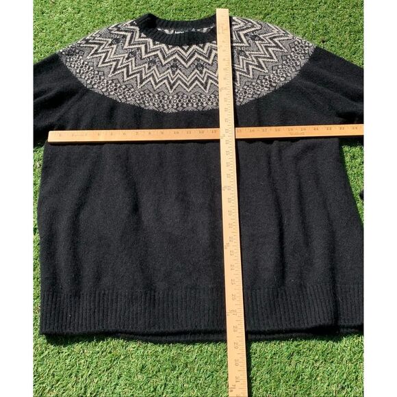 HOLDEN ANTHROPOLOGIE black fair isle WOOL BLEND SWEATER sz S - Picture 3 of 7
